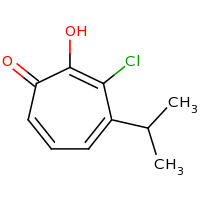 2d structure of 3-chloro-2-hydroxy-4-(propan-2-yl)cyclohepta-2,4,6-trien-1-one