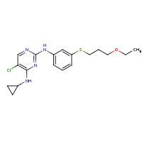 2d structure of 5-chloro-4-N-cyclopropyl-2-N-{3-[(3-ethoxypropyl)sulfanyl]phenyl}pyrimidine-2,4-diamine