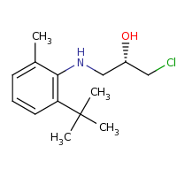 2d structure of (2S)-1-[(2-tert-butyl-6-methylphenyl)amino]-3-chloropropan-2-ol