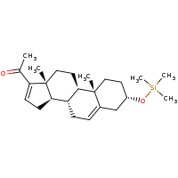 2d structure of 1-[(1R,2S,5S,10S,11R,15R)-2,15-dimethyl-5-[(trimethylsilyl)oxy]tetracyclo[8.7.0.0^{2,7}.0^{11,15}]heptadeca-7,13-dien-14-yl]ethan-1-one