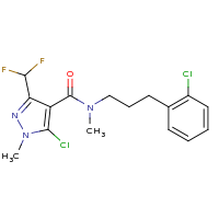 2d structure of 5-chloro-N-[3-(2-chlorophenyl)propyl]-3-(difluoromethyl)-N,1-dimethyl-1H-pyrazole-4-carboxamide