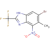 2d structure of 6-bromo-5-methyl-4-nitro-2-(trifluoromethyl)-1H-1,3-benzodiazole
