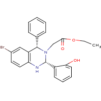 2d structure of ethyl 2-[(2R,4S)-6-bromo-2-(2-hydroxyphenyl)-4-phenyl-1,2,3,4-tetrahydroquinazolin-3-yl]acetate