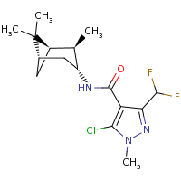 2d structure of 5-chloro-3-(difluoromethyl)-1-methyl-N-[(1R,2R,3R,5S)-2,6,6-trimethylbicyclo[3.1.1]heptan-3-yl]-1H-pyrazole-4-carboxamide