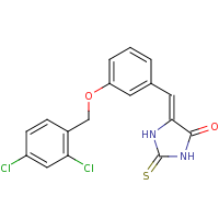 2d structure of (5Z)-5-({3-[(2,4-dichlorophenyl)methoxy]phenyl}methylidene)-2-sulfanylideneimidazolidin-4-one