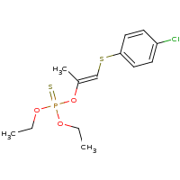 2d structure of (1E)-1-[(4-chlorophenyl)sulfanyl]prop-1-en-2-yl ethyl ethoxy(sulfanylidene)phosphonite