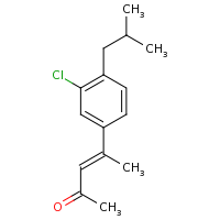 2d structure of (3E)-4-[3-chloro-4-(2-methylpropyl)phenyl]pent-3-en-2-one