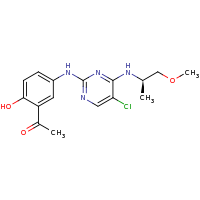 2d structure of 1-{5-[(5-chloro-4-{[(2R)-1-methoxypropan-2-yl]amino}pyrimidin-2-yl)amino]-2-hydroxyphenyl}ethan-1-one