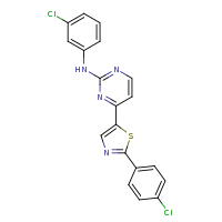 2d structure of N-(3-chlorophenyl)-4-[2-(4-chlorophenyl)-1,3-thiazol-5-yl]pyrimidin-2-amine