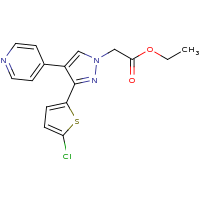 2d structure of ethyl 2-[3-(5-chlorothiophen-2-yl)-4-(pyridin-4-yl)-1H-pyrazol-1-yl]acetate