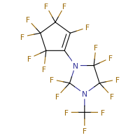 2d structure of 2,2,4,4,5,5-hexafluoro-1-(2,3,3,4,4,5,5-heptafluorocyclopent-1-en-1-yl)-3-(trifluoromethyl)imidazolidine