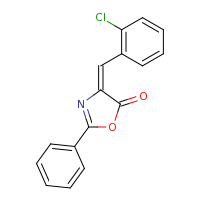 2d structure of (4E)-4-[(2-chlorophenyl)methylidene]-2-phenyl-4,5-dihydro-1,3-oxazol-5-one