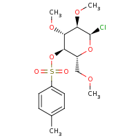 2d structure of (2R,3R,4R,5R,6R)-6-chloro-4,5-dimethoxy-2-(methoxymethyl)oxan-3-yl 4-methylbenzene-1-sulfonate