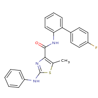 2d structure of N-[2-(4-fluorophenyl)phenyl]-5-methyl-2-(phenylamino)-1,3-thiazole-4-carboxamide