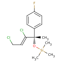 2d structure of {[(2S,3Z)-3,5-dichloro-2-(4-fluorophenyl)pent-3-en-2-yl]oxy}trimethylsilane