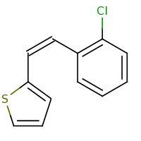 2d structure of 2-[(Z)-2-(2-chlorophenyl)ethenyl]thiophene