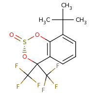 2d structure of (2R)-8-tert-butyl-4,4-bis(trifluoromethyl)-4H-1,3,2$l^{4}-benzodioxathiin-2-one