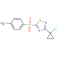 2d structure of 3-(1-chlorocyclopropyl)-5-[(4-methylbenzene)sulfonyl]-1,2,4-thiadiazole