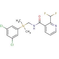 2d structure of N-{[(3,5-dichlorophenyl)dimethylsilyl]methyl}-2-(difluoromethyl)pyridine-3-carboxamide