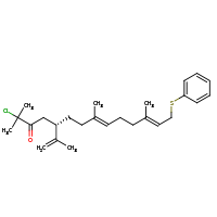 2d structure of (5S,8E,12E)-2-chloro-2,8,12-trimethyl-14-(phenylsulfanyl)-5-(prop-1-en-2-yl)tetradeca-8,12-dien-3-one