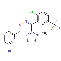 2d structure of 6-({[(Z)-{[2-chloro-5-(trifluoromethyl)phenyl](1-methyl-1H-1,2,3,4-tetrazol-5-yl)methylidene}amino]oxy}methyl)pyridin-2-amine