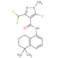 2d structure of 3-(difluoromethyl)-N-(5,5-dimethyl-5,6,7,8-tetrahydronaphthalen-1-yl)-5-fluoro-1-methyl-1H-pyrazole-4-carboxamide
