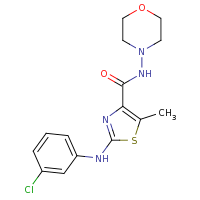 2d structure of 2-[(3-chlorophenyl)amino]-5-methyl-N-(morpholin-4-yl)-1,3-thiazole-4-carboxamide