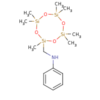 2d structure of N-[(2,4,4,6,6,8,8-heptamethyl-1,3,5,7,2,4,6,8-tetraoxatetrasilocan-2-yl)methyl]aniline