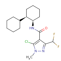 2d structure of 5-chloro-N-[(1R,2R)-2-cyclohexylcyclohexyl]-3-(difluoromethyl)-1-methyl-1H-pyrazole-4-carboxamide