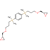 2d structure of {4-[dimethyl({3-[(2R)-oxiran-2-ylmethoxy]propyl})silyl]phenyl}dimethyl{3-[(2R)-oxiran-2-ylmethoxy]propyl}silane