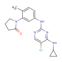2d structure of 1-(5-{[5-chloro-4-(cyclopropylamino)pyrimidin-2-yl]amino}-2-methylphenyl)pyrrolidin-2-one