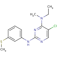 2d structure of 5-chloro-4-N-ethyl-4-N-methyl-2-N-[3-(methylsulfanyl)phenyl]pyrimidine-2,4-diamine