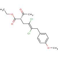 2d structure of ethyl (2S,4E)-2-acetyl-4,5-dichloro-6-(4-methoxyphenyl)hex-4-enoate