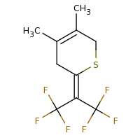 2d structure of 2-(1,1,1,3,3,3-hexafluoropropan-2-ylidene)-4,5-dimethyl-3,6-dihydro-2H-thiopyran