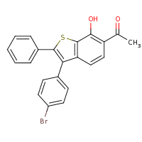 2d structure of 1-[3-(4-bromophenyl)-7-hydroxy-2-phenyl-1-benzothiophen-6-yl]ethan-1-one