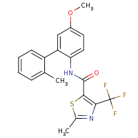 2d structure of N-[4-methoxy-2-(2-methylphenyl)phenyl]-2-methyl-4-(trifluoromethyl)-1,3-thiazole-5-carboxamide