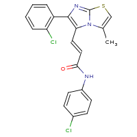 2d structure of (2E)-N-(4-chlorophenyl)-3-[6-(2-chlorophenyl)-3-methylimidazo[2,1-b][1,3]thiazol-5-yl]prop-2-enamide