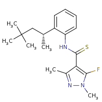 2d structure of N-{2-[(2R)-4,4-dimethylpentan-2-yl]phenyl}-5-fluoro-1,3-dimethyl-1H-pyrazole-4-carbothioamide