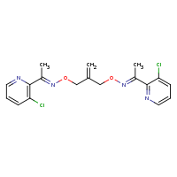 2d structure of 3-chloro-2-[(2E,9E)-10-(3-chloropyridin-2-yl)-6-methylidene-4,8-dioxa-3,9-diazaundeca-2,9-dien-2-yl]pyridine
